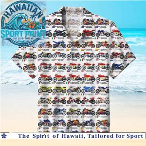 Vintage Motorcycle Racing History Evolution Sport Bike Tropical Hawaiian Shirt