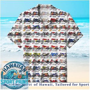 Vintage Motorcycle Racing History Evolution Sport Bike Tropical Hawaiian Shirt