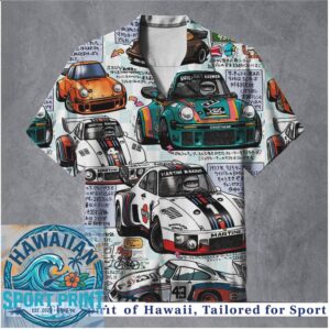 Vintage Porsche Racing Cars Classic Motorsport Retro Hawaiian Shirt