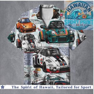 Vintage Porsche Racing Cars Classic Motorsport Retro Hawaiian Shirt