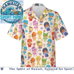 Vintage Retro Kids Show Characters Cute Pattern Hawaiian Shirt