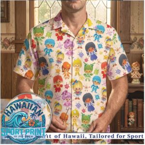 Vintage Retro Kids Show Characters Cute Pattern Hawaiian Shirt