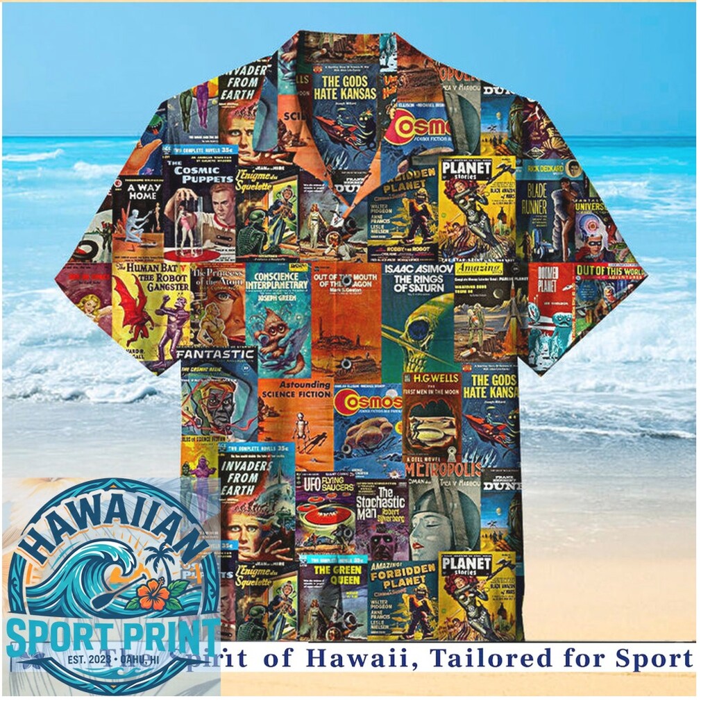 Vintage Sci Fi Comic Books Retro Movie Posters Hawaiian Shirt Vintage Sci Fi Comic Books Retro Movie Posters Hawaiian Shirt