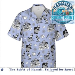 Vintage Steamboat Willie Mickey Mouse Classic Nautical Hawaiian Shirt
