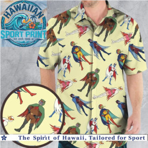 Vintage Superhero Comic Retro Action Tropical Hawaiian Shirt