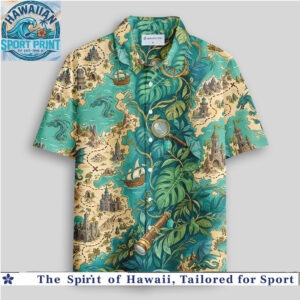 Vintage Treasure Map Adventure Tropical Aloha Hawaiian Shirt