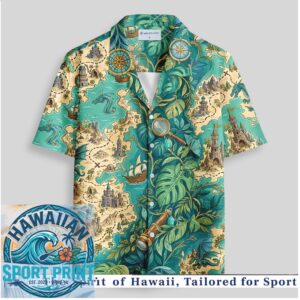 Vintage Treasure Map Adventure Tropical Aloha Hawaiian Shirt
