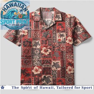 Vintage Tribal Sea Turtle Sunset Pattern Hawaiian Shirt