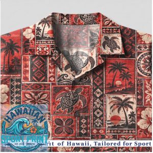 Vintage Tribal Sea Turtle Sunset Pattern Hawaiian Shirt