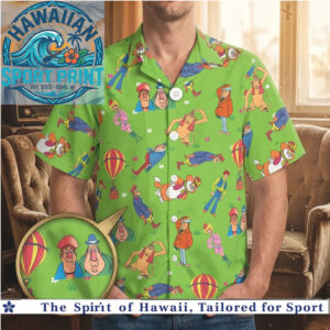 Vintage Wacky Races Cartoon Retro Green Hawaiian Shirt
