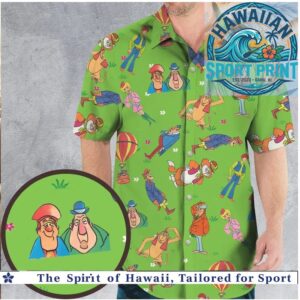 Vintage Wacky Races Cartoon Retro Green Hawaiian Shirt