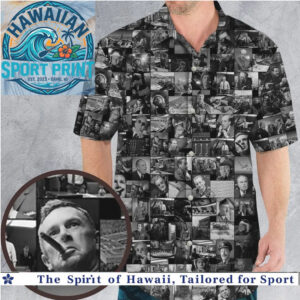 Vintage Winston Churchill Historical Black and White Photo Hawaiian Shirt