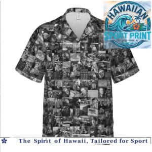 Vintage Winston Churchill Historical Black and White Photo Hawaiian Shirt