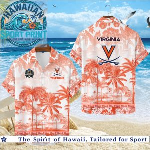 Virginia Cavaliers V Logo Palm Tree Tropical Beach Hawaiian Shirt