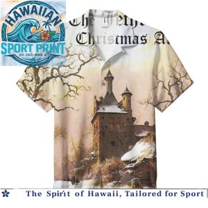 Winter Castle Snowy Landscape Merry Christmas Santa Print Hawaiian Shirt