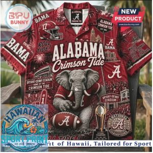 Alabama Crimson Tide Elephant Football Gameday Tropical Hawaiian Shirt