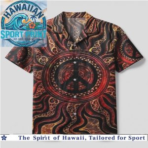 Hippie Peace Sign Fiery Sun Mandala Retro Summer Hawaiian Shirt