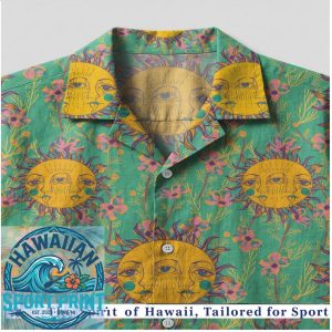 Trippy Sun Face Floral Psychedelic Boho Aloha Hawaiian Shirt