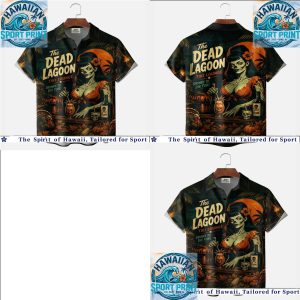 Dead Lagoon Tiki Lounge Zombie Pinup Scary Halloween Hawaiian Shirt