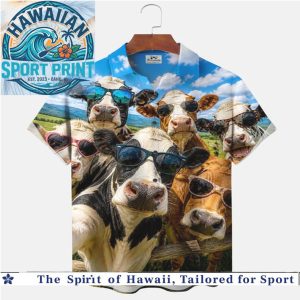 Funny Selfie Cows With Sunglasses Summer Farm Tropical Hawaiian Shirt