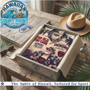 Melbourne Demons AFL Fan Too Old To Care Tropical Summer Hawaiian Shirt