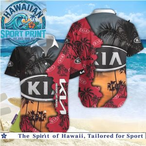 Sunset Palm Tree KIA Logo Automotive Brand Hawaiian Shirt