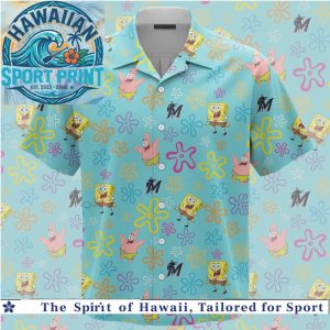 Spongebob Patrick Miami Baseball Cartoon Aloha Hawaiian Shirt