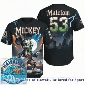 AC DC Rock Mickey Mouse Guitarist Halloween Baseball Jersey