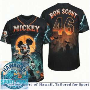 AC DC Rock Mickey Mouse Singer Halloween Baseball Jersey