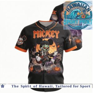 AC DC Rock Mickey Mouse Skeleton Halloween Baseball Jersey