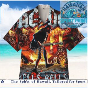 ACDC Hells Bells Rock Band Concert Tour Hawaiian Shirt