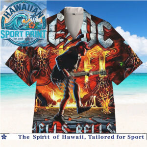 ACDC Hells Bells Rock Band Concert Tour Hawaiian Shirt