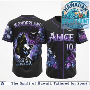 Alice in Wonderland Cheshire Cat Magic Clock Print Baseball Jersey