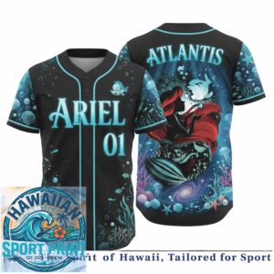 Atlantis Ariel Mermaid Ocean Underwater Fantasy Baseball Jersey