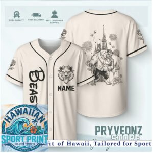 Beauty and the Beast Castle Roses Custom Name Baseball Jersey