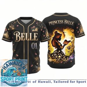 Beauty and the Beast Princess Belle Rose Enchanted Baseball Jersey
