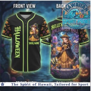 Belle Enchanted Halloween Ball Witch Pumpkin Spooky Custom Baseball Jersey