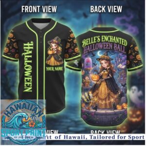Belle Enchanted Halloween Ball Witch Pumpkin Spooky Custom Baseball Jersey