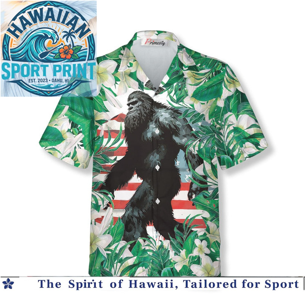 Bigfoot Sasquatch American Flag Jungle Tropical Summer Hawaiian Shirt Bigfoot Sasquatch American Flag Jungle Tropical Summer Hawaiian Shirt