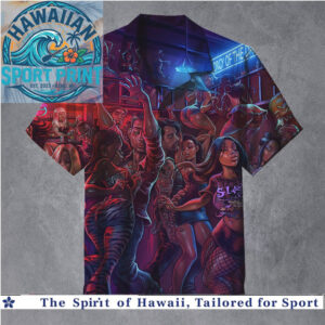 Blues Club Nightlife Neon Party Retro Music Graphic Hawaiian Shirt