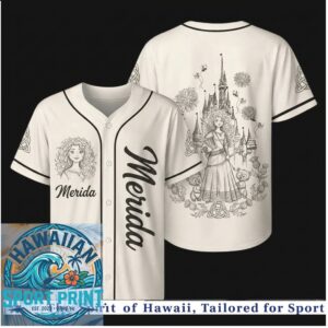 Brave Princess Merida Celtic Castle Sketch Baseball Jersey