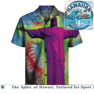 Christ Redeemer Brazil Colorful Art Retro Hawaiian Shirt