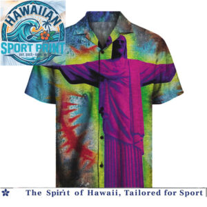 Christ Redeemer Brazil Colorful Art Retro Hawaiian Shirt