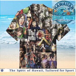 Classic Rock Legends Music Band Collage Vintage Hawaiian Shirt
