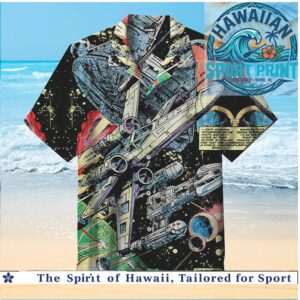 Classic Sci Fi Spaceship Starfighter Comic Space Hawaiian Shirt