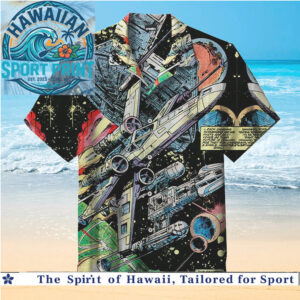 Classic Sci Fi Spaceship Starfighter Comic Space Hawaiian Shirt