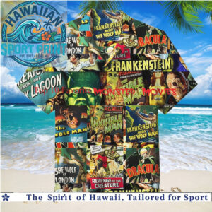 Classic Universal Monsters Horror Movie Posters Hawaiian Shirt