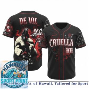 Cruella De Vil 101 Dalmatian Puppy Fur Coat Fashion Baseball Jersey