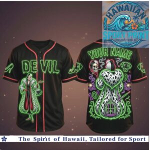 Cruella De Vil 101 Dalmatians Neon Halloween Baseball Jersey