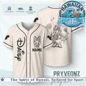 Daisy Duck Castle Fireworks Magic Kingdom Custom Baseball Jersey